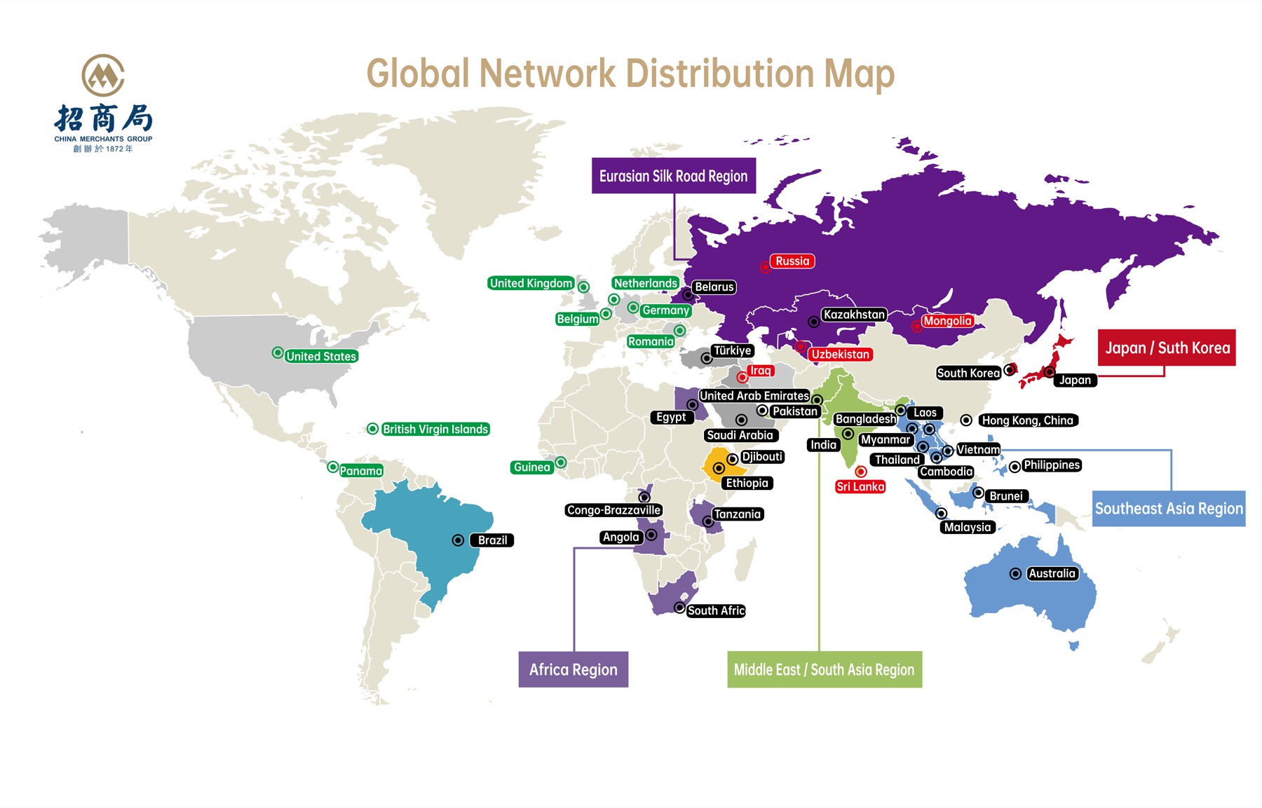 Global network distribution map